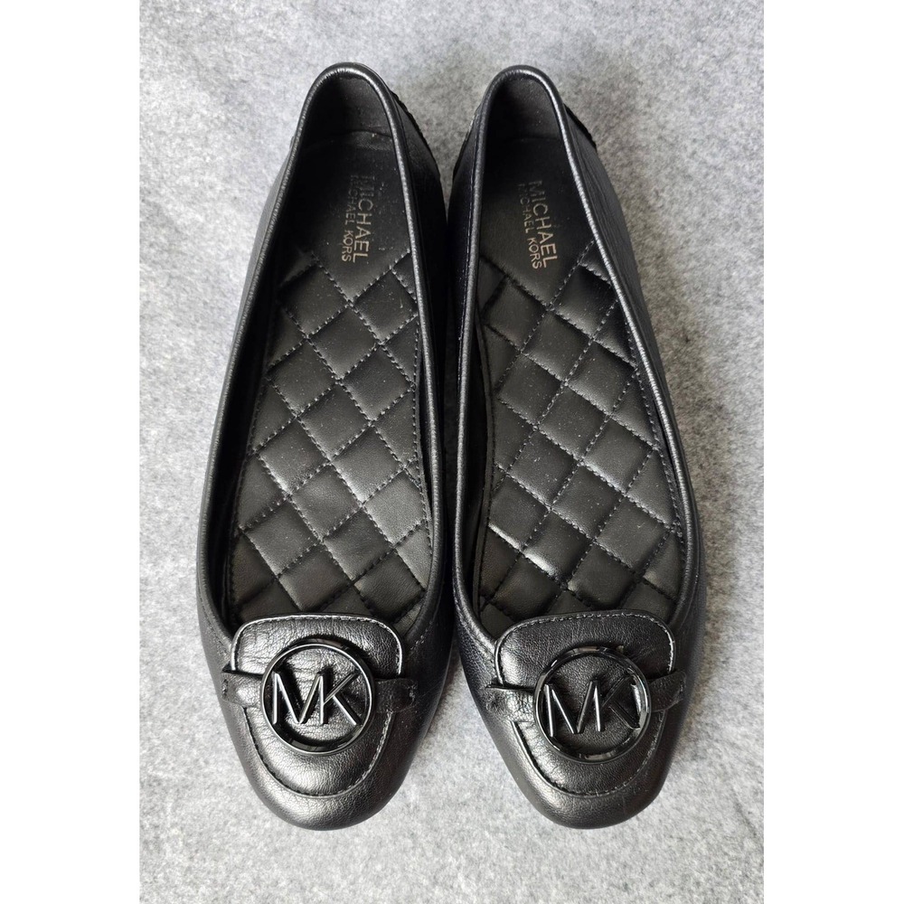 Michael Kors Lillie Quilted Leather Ballet Slip-On Flats black VGUC Sz 7.5M